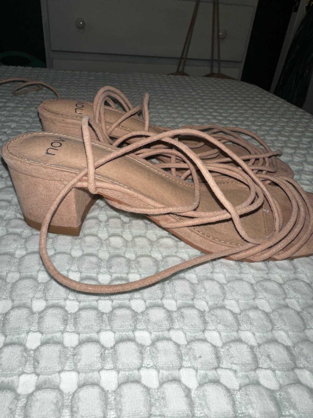 NUDE Lace-Up Block Heel Sandals - Women